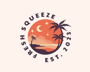 Palm Tree Night Sky Scenery logo design