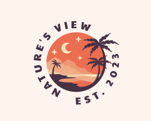 Palm Tree Night Sky Scenery logo