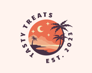 Palm Tree Night Sky Scenery logo design