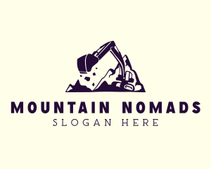 Construction Excavator Mountain logo design