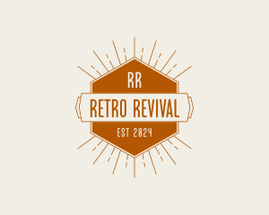 Retro Hexagon Antique logo design