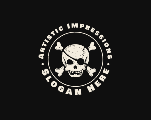 Pirate Skull Jolly Roger logo design