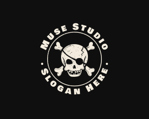 Pirate Skull Jolly Roger logo design