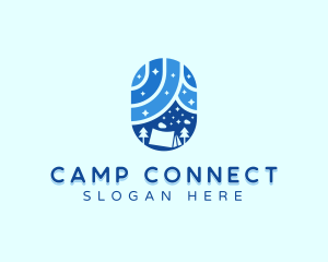 Mosaic Camping Badge logo design