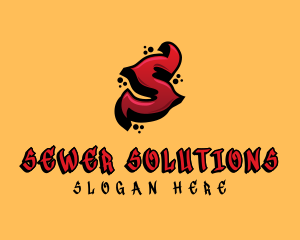 Red Graffiti Letter S  logo design