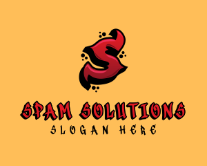 Red Graffiti Letter S  logo design