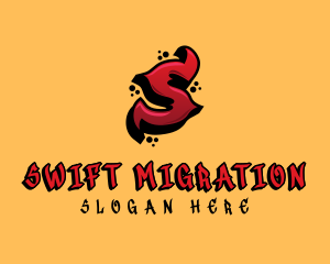 Red Graffiti Letter S  logo design