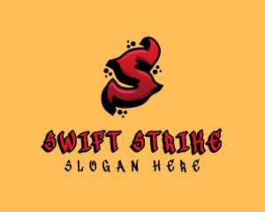 Red Graffiti Letter S  logo design