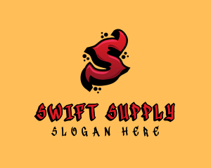 Red Graffiti Letter S  logo design