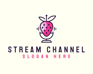 Strawberry Mic Podcast Streaming logo design