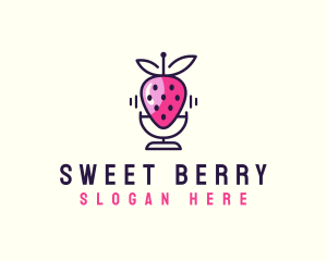 Strawberry Mic Podcast Streaming logo design