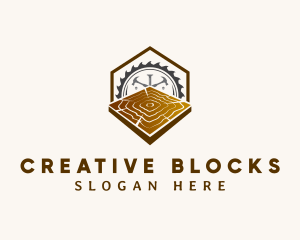 Woodcutting Lumber Block logo design