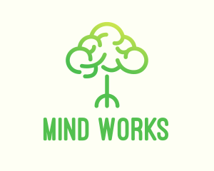 Brain Tree Outline  logo design