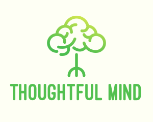 Brain Tree Outline  logo design