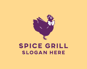 Gentleman Chicken Bird logo design