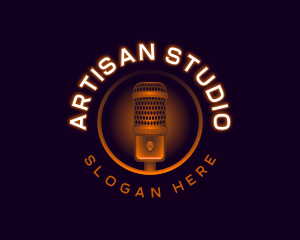 Microphone Studio Podcast logo design