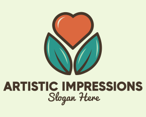 Love Heart Flower Plant logo design