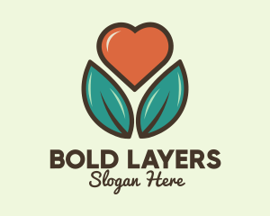 Love Heart Flower Plant logo design