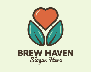 Love Heart Flower Plant logo design