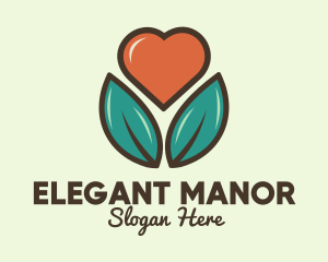 Love Heart Flower Plant logo design