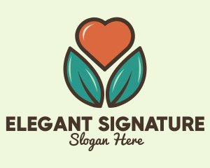 Love Heart Flower Plant logo design