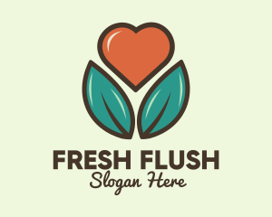 Love Heart Flower Plant logo design