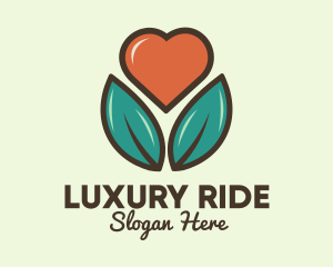 Love Heart Flower Plant logo design