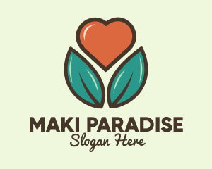 Love Heart Flower Plant logo design