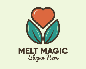 Love Heart Flower Plant logo design