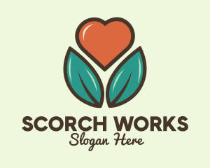 Love Heart Flower Plant logo design