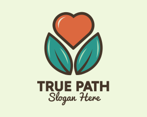 Love Heart Flower Plant logo design