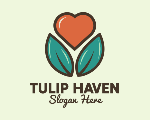 Love Heart Flower Plant logo design