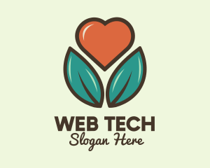 Love Heart Flower Plant logo design