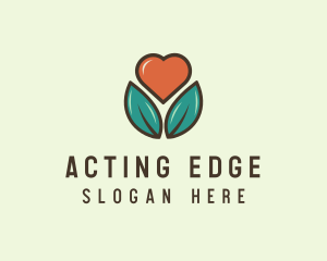 Love Heart Flower Plant logo design