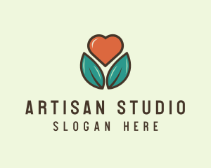 Love Heart Flower Plant logo design