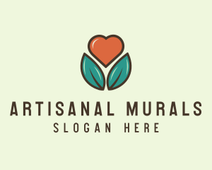 Love Heart Flower Plant logo design