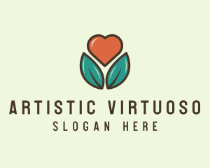 Love Heart Flower Plant logo design