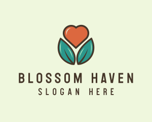 Love Heart Flower Plant logo design