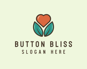 Love Heart Flower Plant logo design