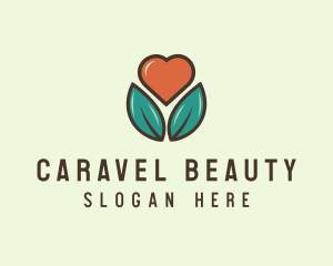 Love Heart Flower Plant logo design