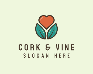 Love Heart Flower Plant logo design