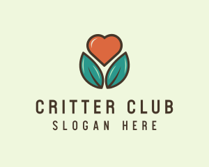 Love Heart Flower Plant logo design