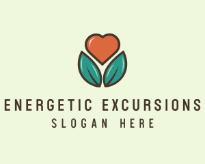 Love Heart Flower Plant logo design