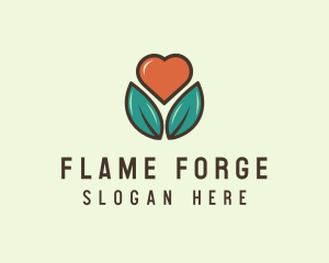 Love Heart Flower Plant logo design