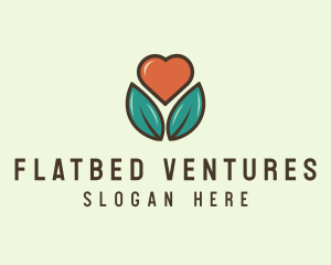 Love Heart Flower Plant logo design