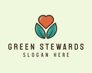 Love Heart Flower Plant logo design