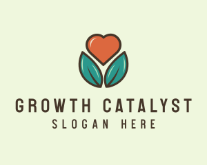 Love Heart Flower Plant logo design