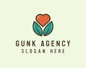 Love Heart Flower Plant logo design