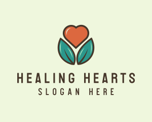 Love Heart Flower Plant logo design