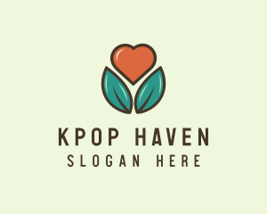 Love Heart Flower Plant logo design